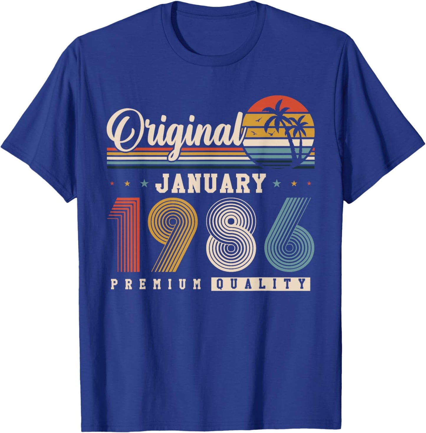 Original January 1986 40th Birthday Vintage Gift T-Shirt - T-Shirt | Royal