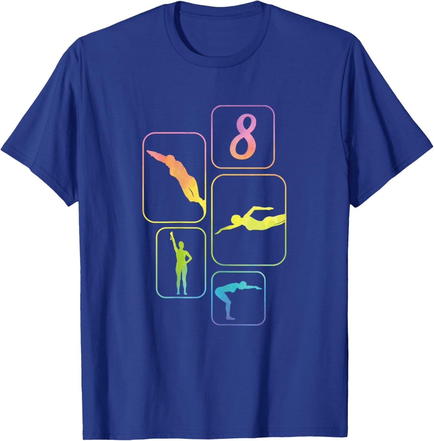8th Birthday Swimmer Swimming 8 Year Old Girl T-Shirt - T-Shirt | Royal