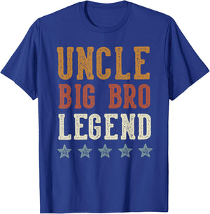 Uncle Big Bro Legend - Classic Retro Distressed Lettering T-Shirt - T-Shirt | Royal