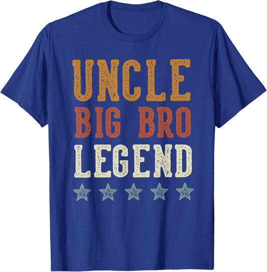 Uncle Big Bro Legend - Classic Retro Distressed Lettering T-Shirt - T-Shirt | Royal