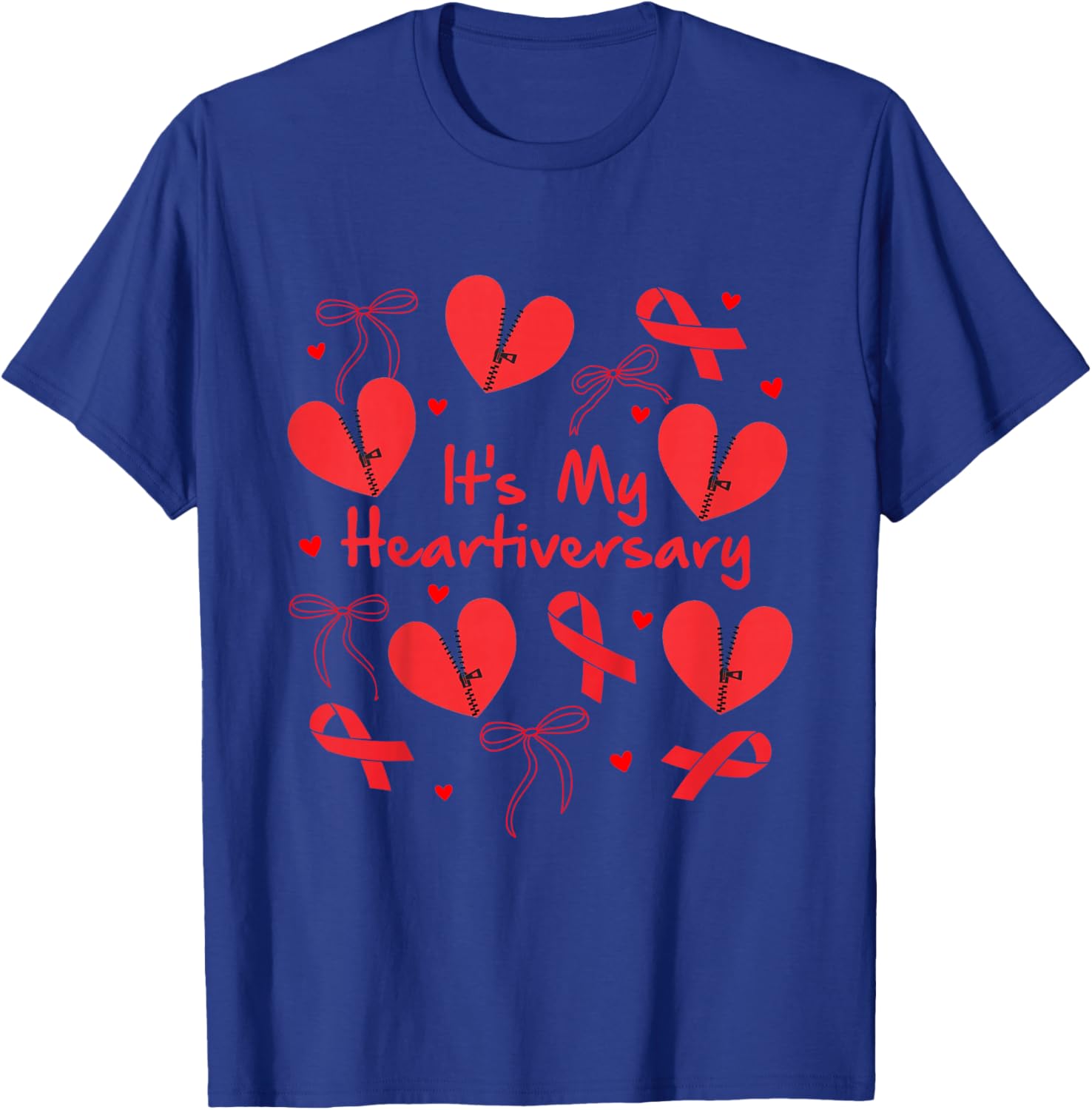 Kids CHD Warrior CHD Awareness Coquette It's My Heartiversary T-Shirt - T-Shirt | Royal