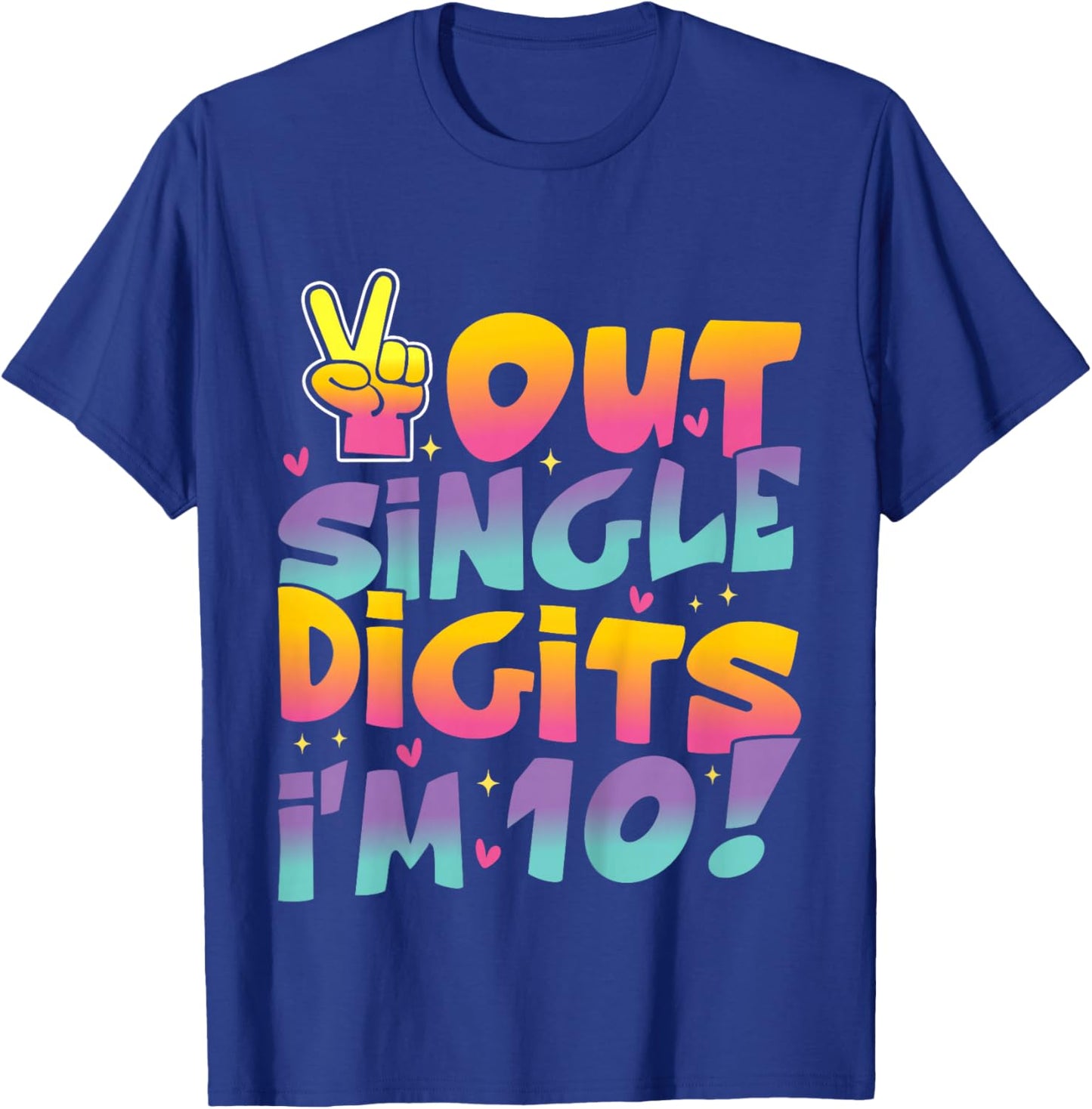 10th Birthday Girl Peace Out Single Digits 10 Year Old Girl T-Shirt - T-Shirt | Royal