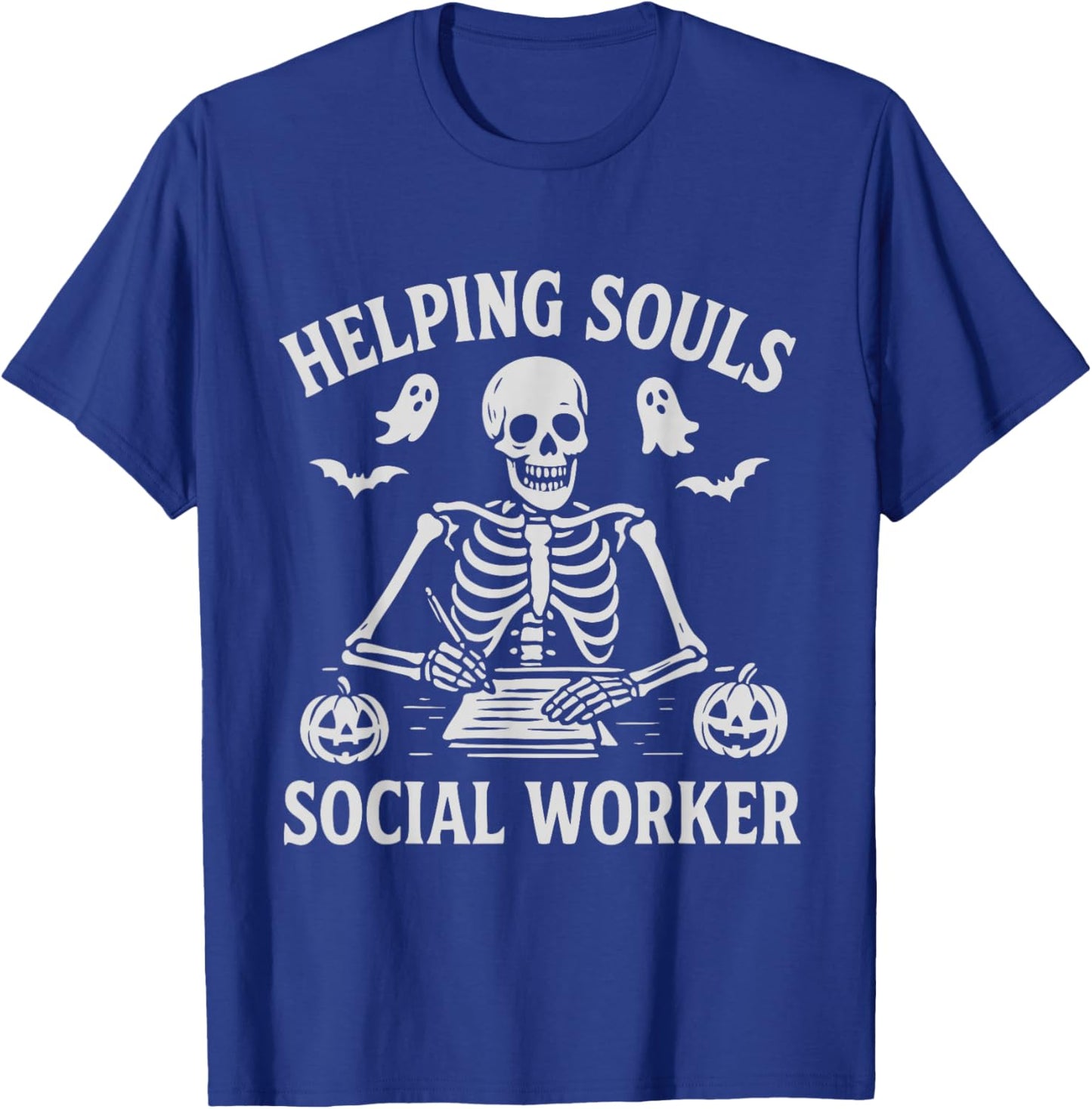 Helping Souls Social Worker Halloween Skeleton T-Shirt - T-Shirt | Royal