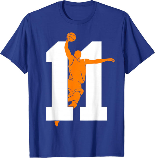 Number 11 Years Basketball 11th Birthday T-Shirt - T-Shirt | Royal