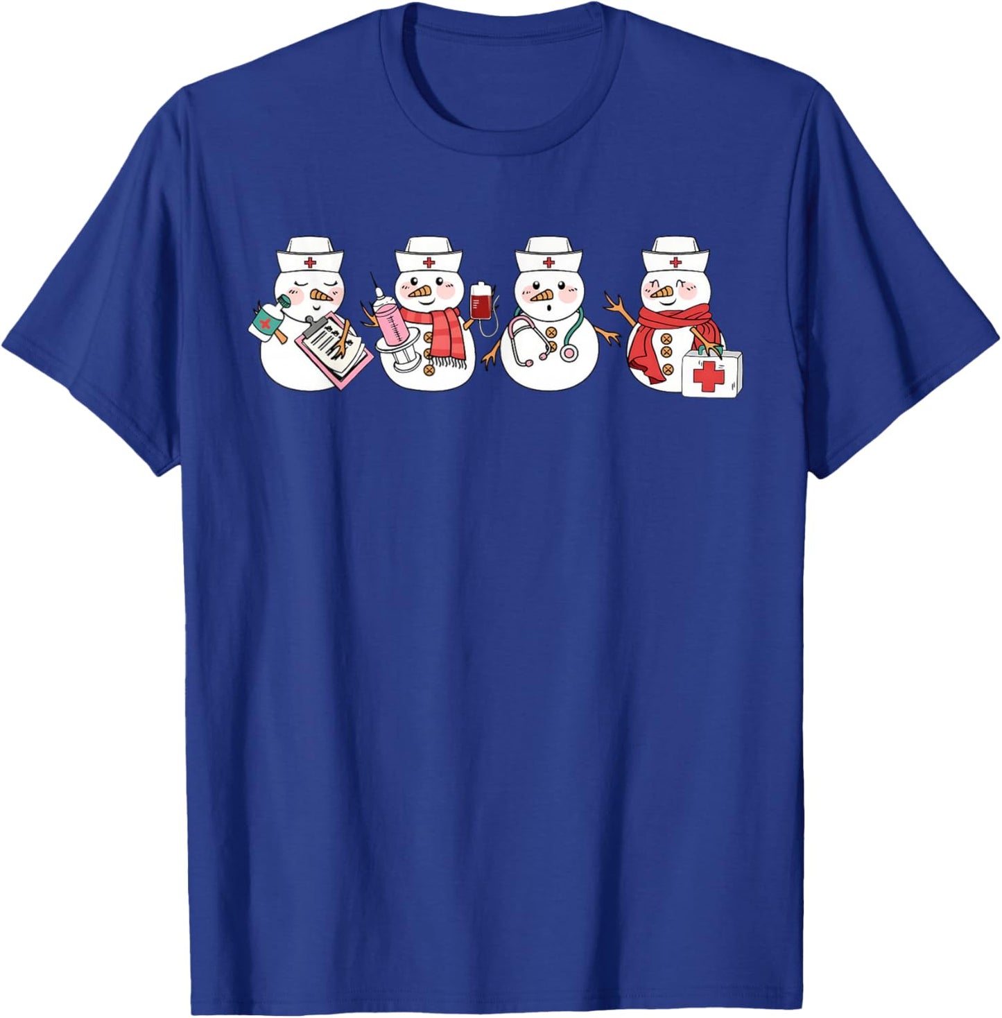 Nurse Snowman Squad Nursing RN Registered Funny Christmas T-Shirt - T-Shirt | Royal