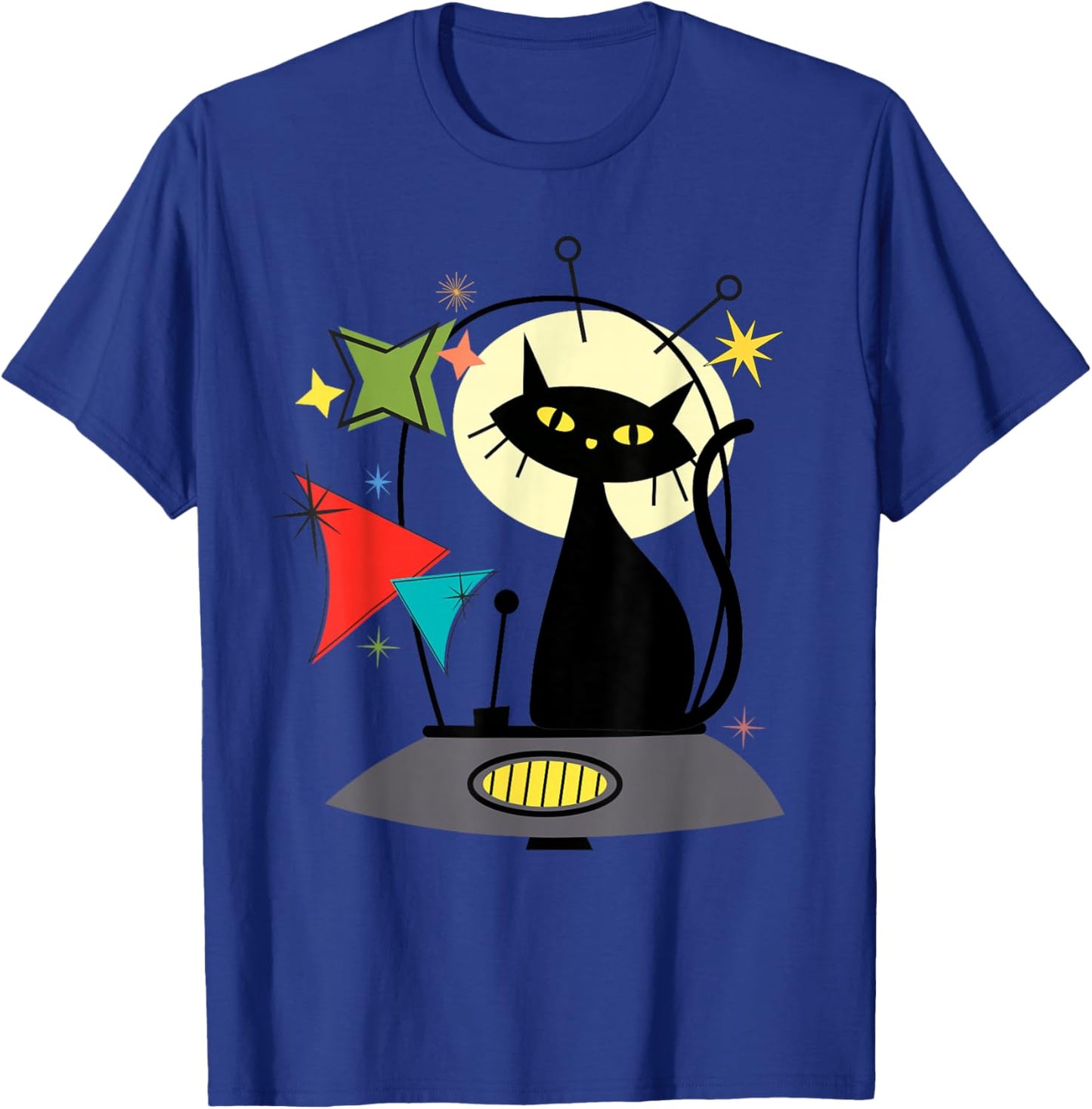 Mid Century Cat Retro Atomic Age Space Modern 50s 60s Kids T-Shirt - T-Shirt | Royal