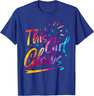 This Girl Glows For 80s And 90s Kids Women Colorful Quote T-Shirt - T-Shirt | Royal