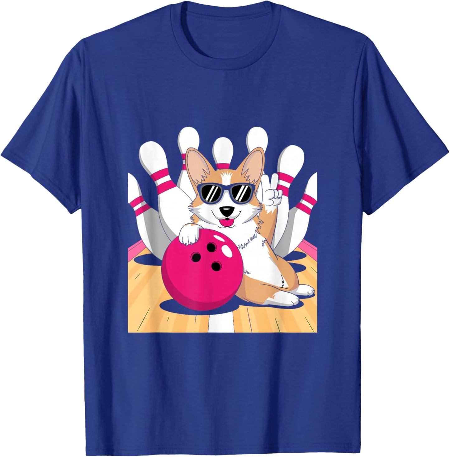 Corgi Bowler Bowling Tenpin T-Shirt - T-Shirt | Royal