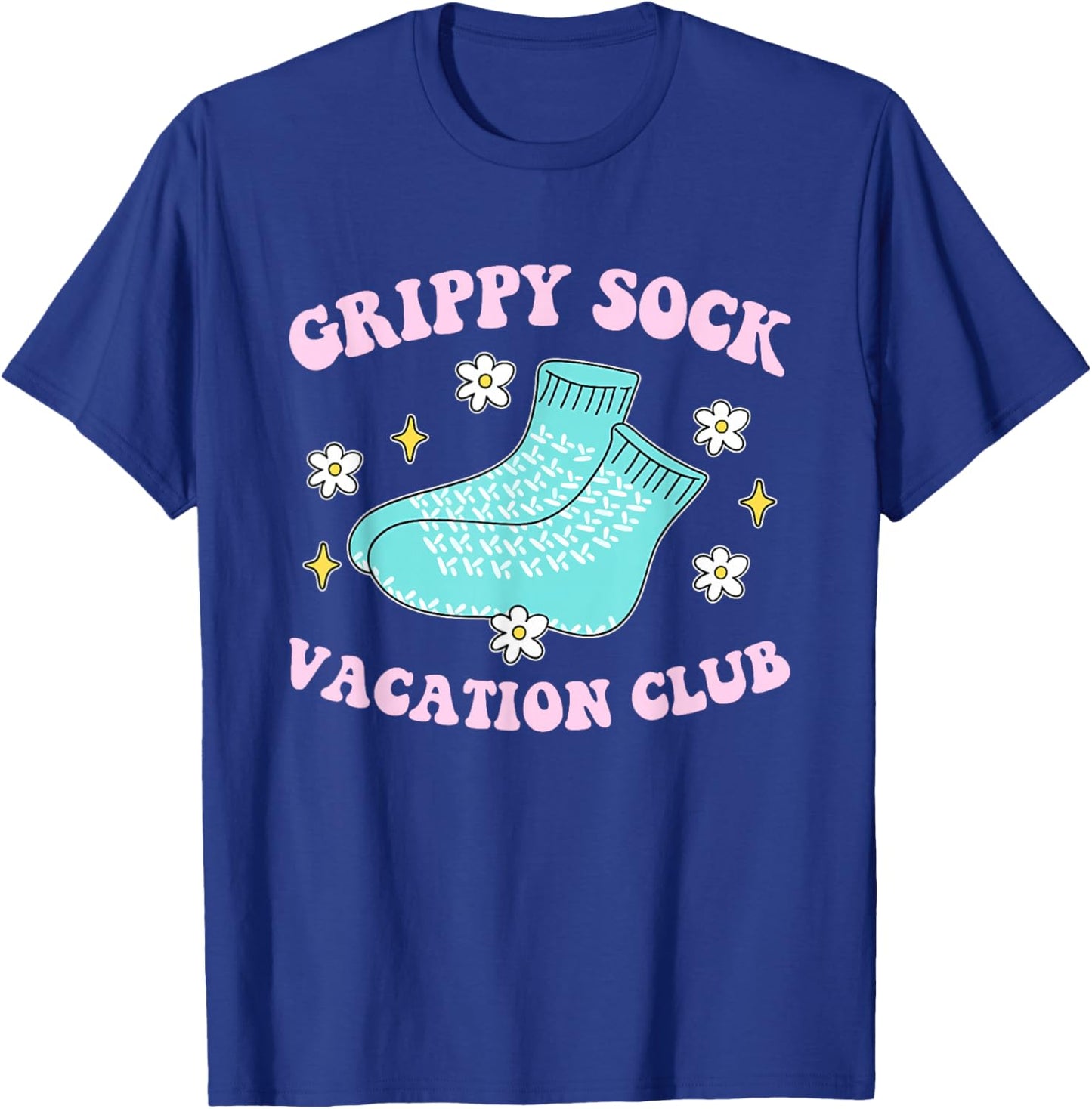 Grippy Sock Vacation Club Funny Design T-Shirt - T-Shirt | Royal