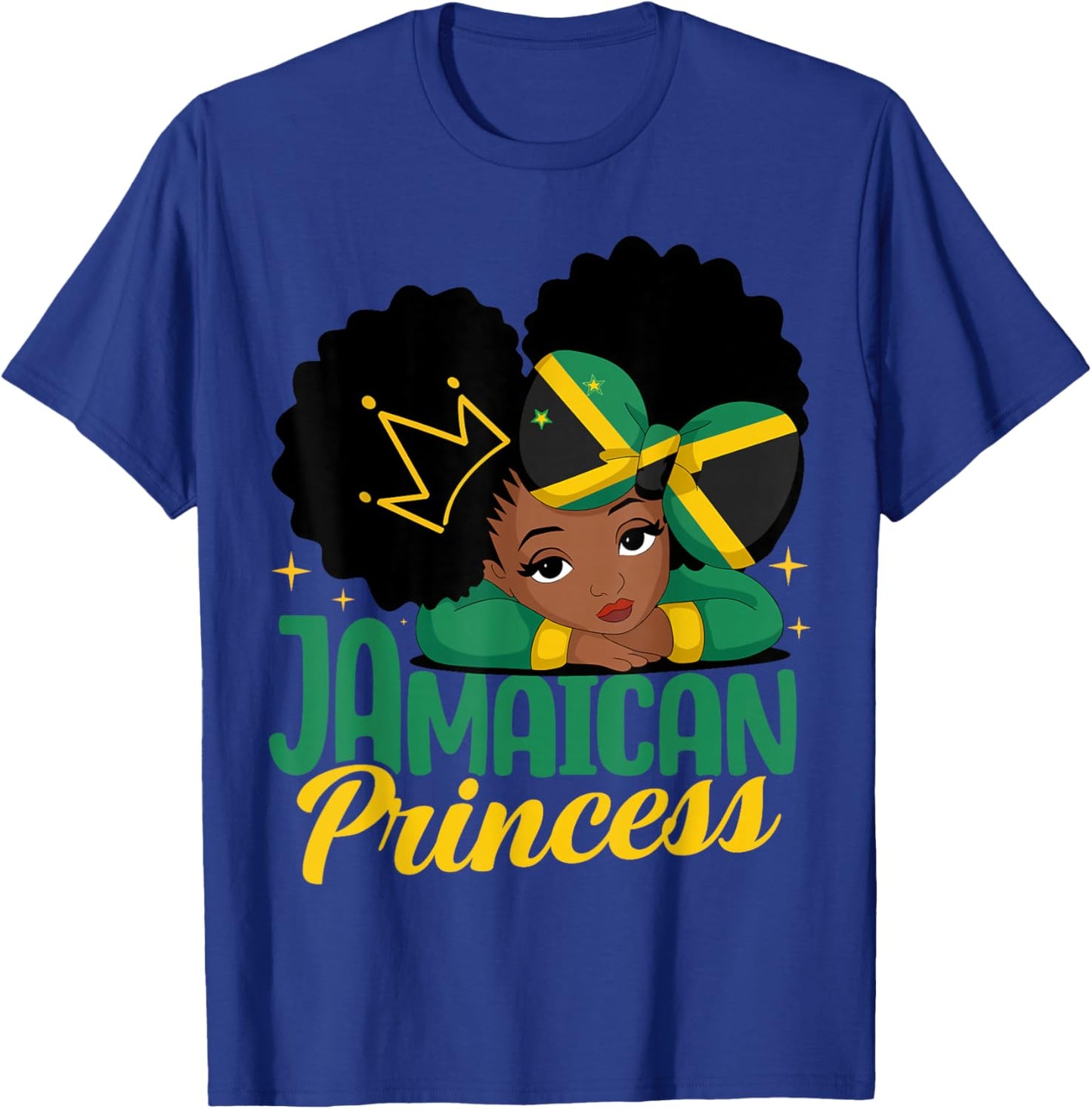 Jamaican Princess Jamaica Girl Melanin Cute Jamaican Flag T-Shirt - T-Shirt | Royal