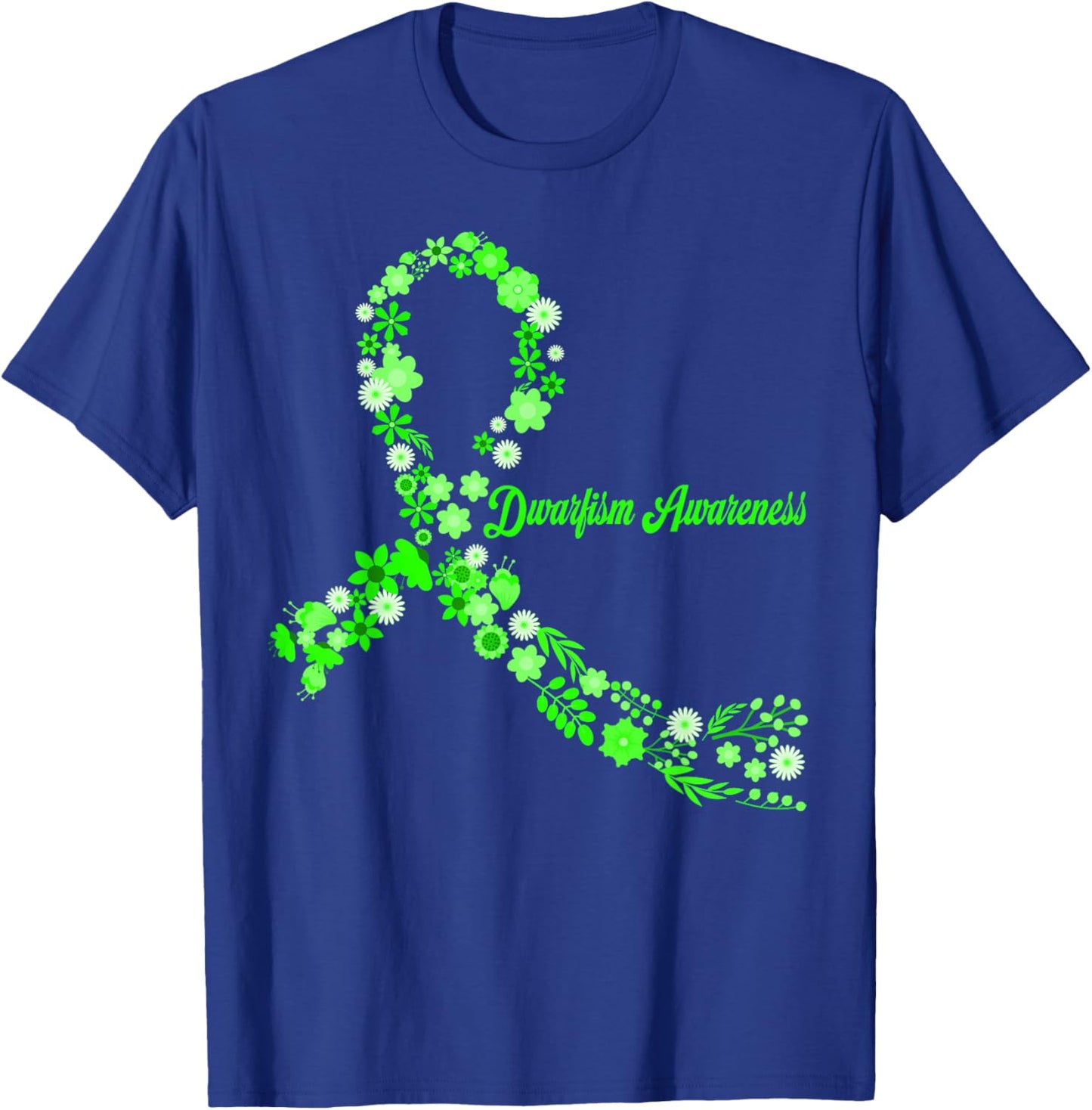 Dwarfism Awareness Hippie Flower Green Ribbon Support T-Shirt - T-Shirt | Royal