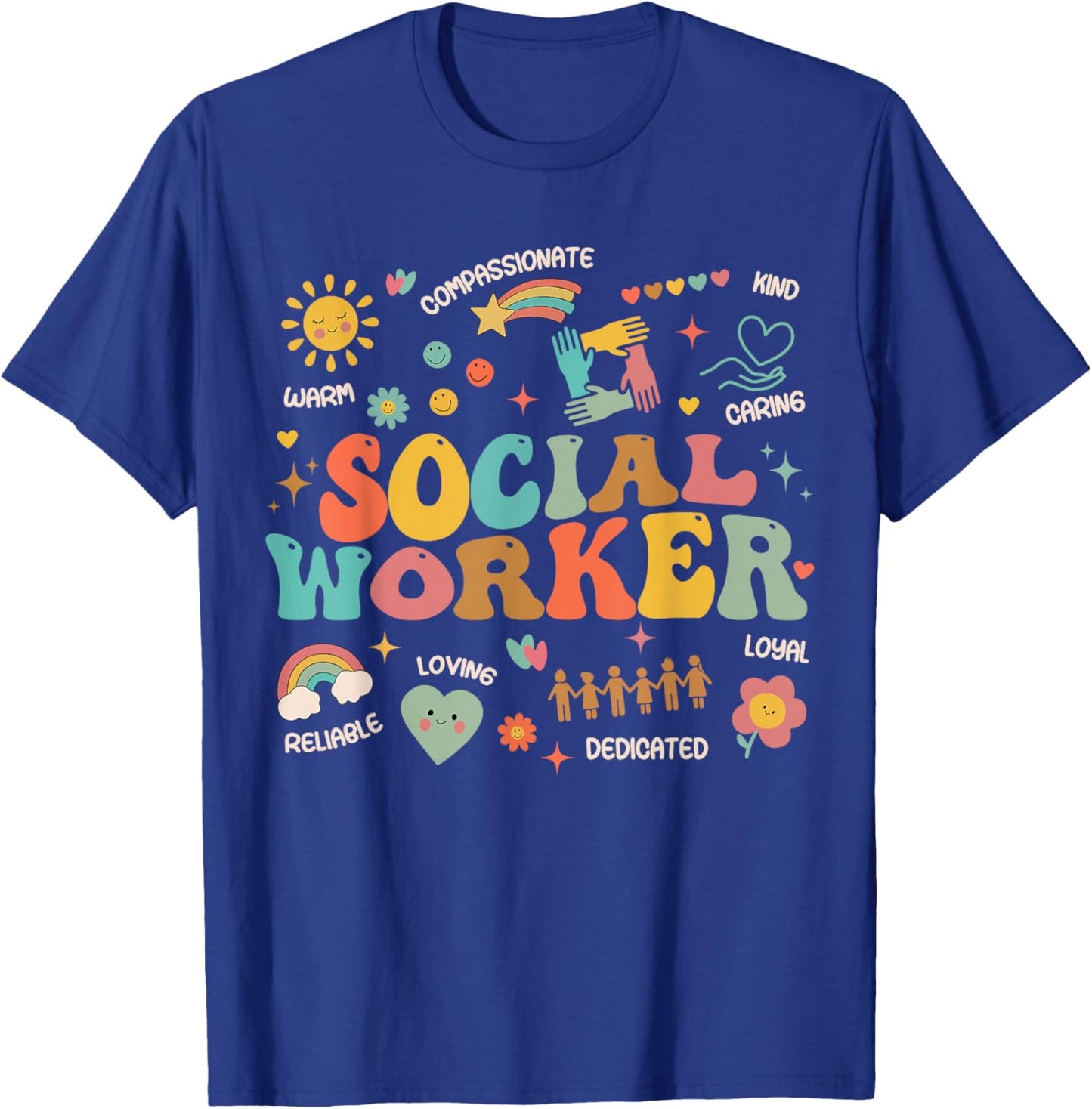 Retro Groovy Social Worker Graduation MSW Month Funny Work T-Shirt - T-Shirt | Royal