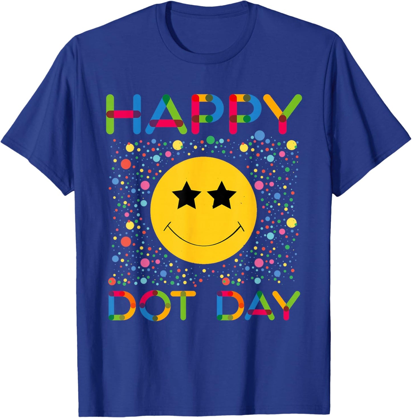 Happy Dot Day Smile Face Colorful Polka Dot Boy Girl Kids T-Shirt - T-Shirt | Royal