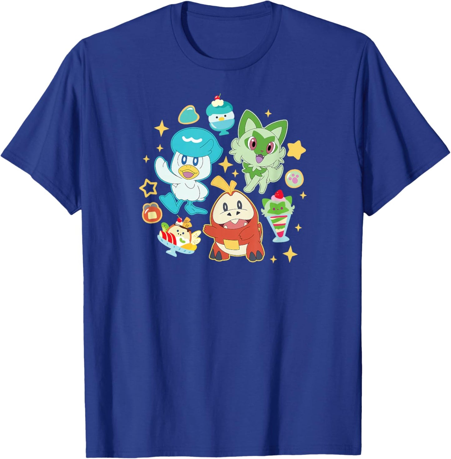 Pokémon - Quaxly Sprigatito Fuecoco Starters Cafe Desserts T-Shirt - T-Shirt | Royal