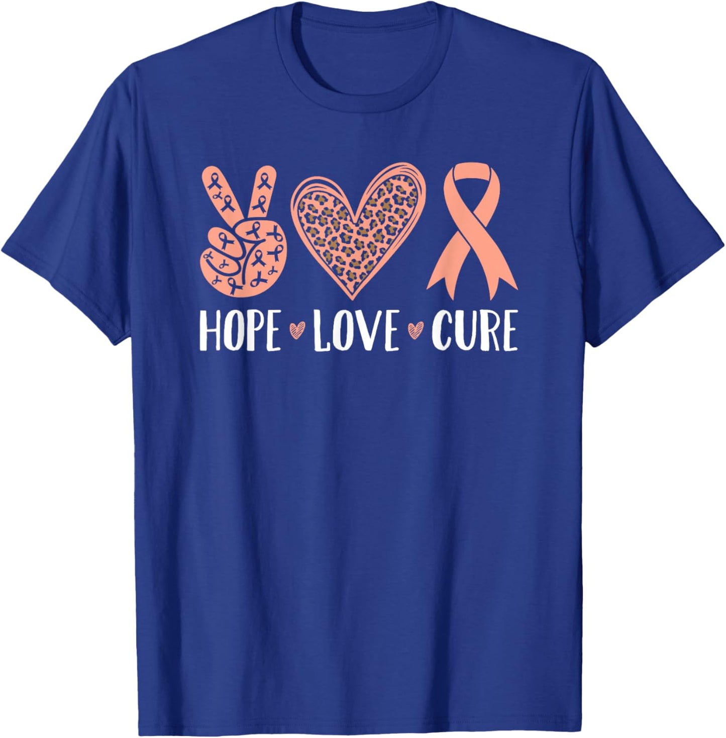 Endometrial Cancer Peach Ribbon Uterine T-Shirt - T-Shirt | Royal