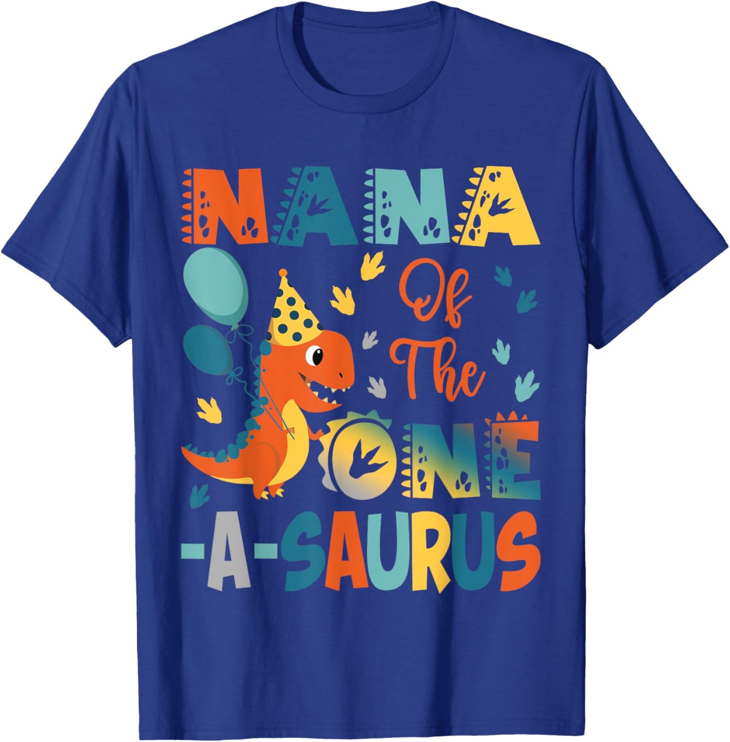 Nana Of The One-A-Saurus 2Nd Birthday Dinosaur Party T-Shirt - T-Shirt | Royal