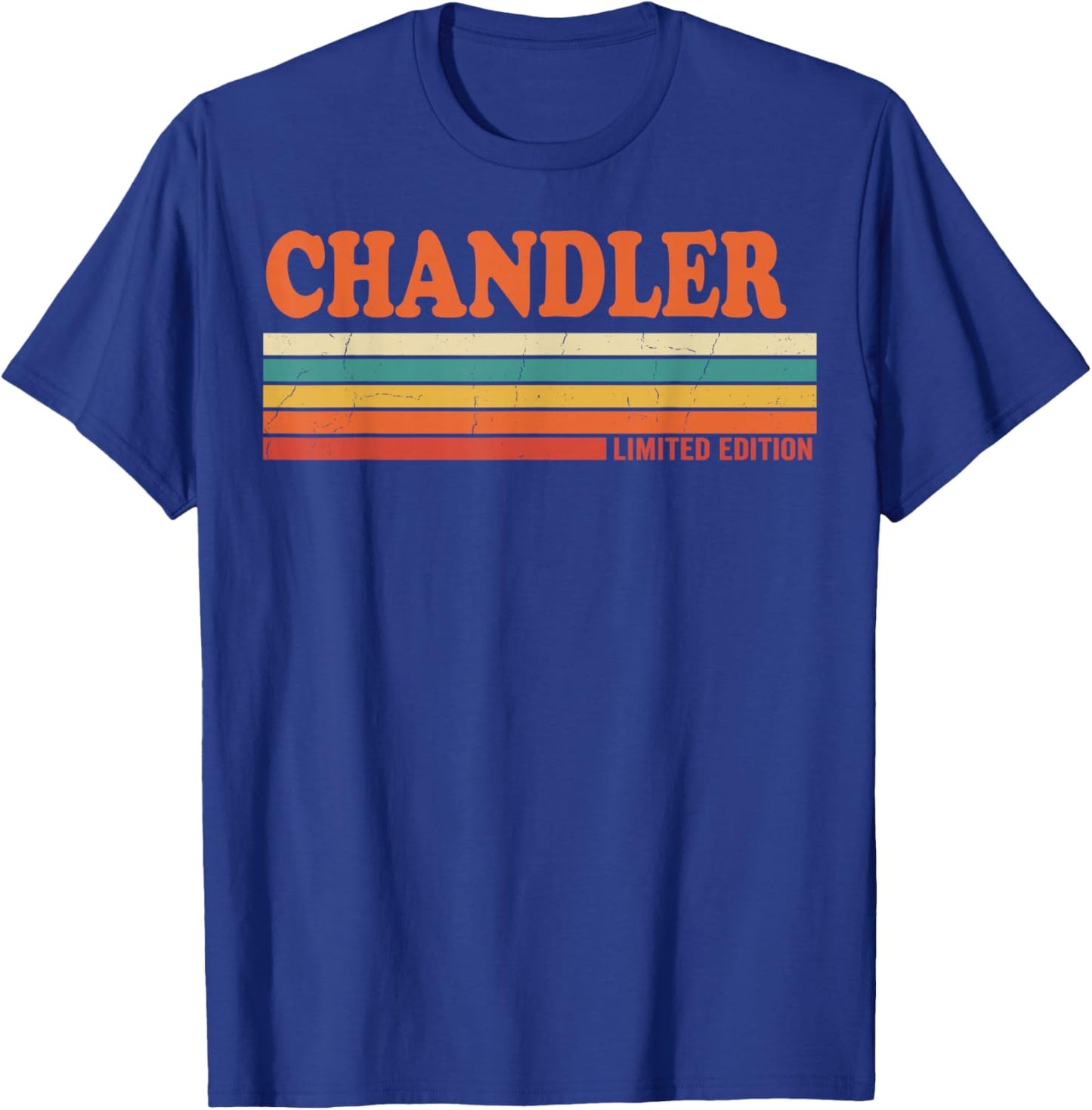 Chandler Retro Personnalisé Prénom Vintage Rayures T-Shirt - T-Shirt | Royal