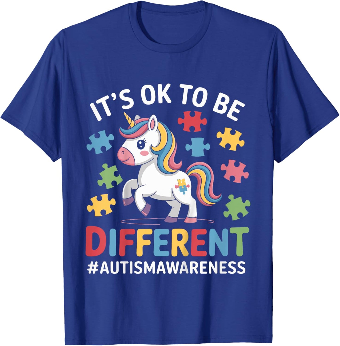Kids It's OK To Be Different Autism Awareness Toddlers Girls T-Shirt - T-Shirt | Royal