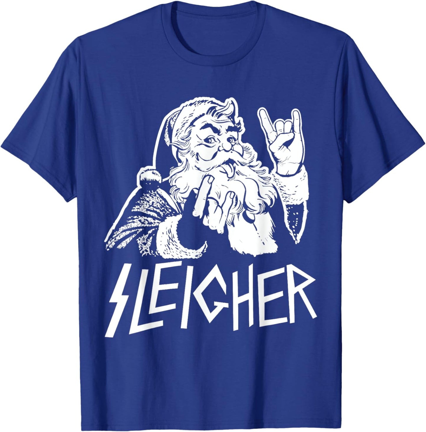 Sleigher Heavy Metal Santa Claus Rock On Goth Christmas T-Shirt - T-Shirt | Royal