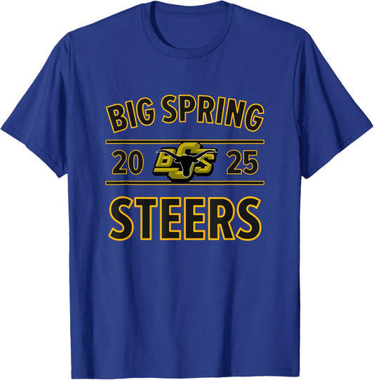 Big Spring Steers Logo 2025 HS T-Shirt - T-Shirt | Royal