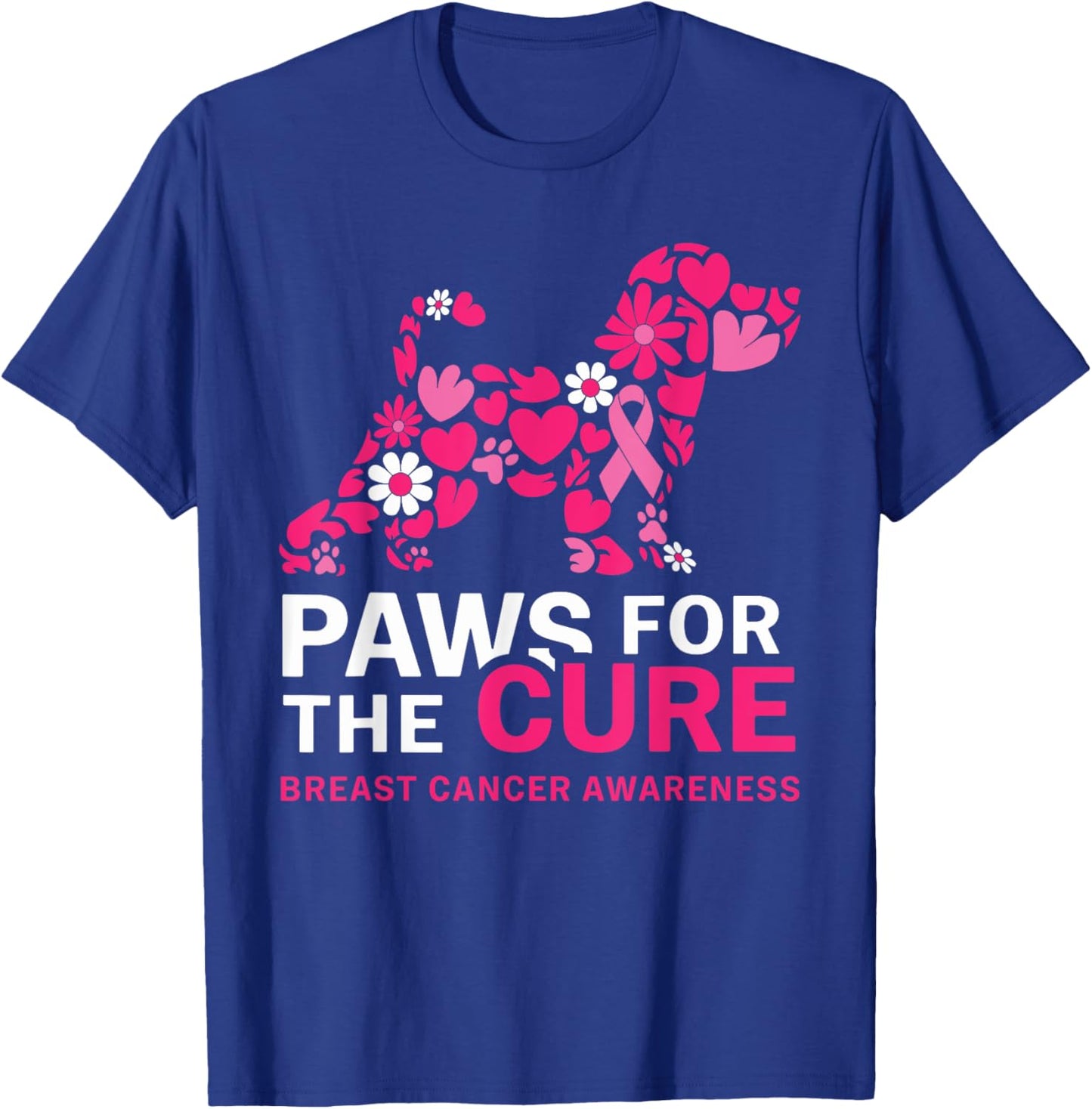 Paws For The Cure Pink Beagle Breast Cancer Awareness Month T-Shirt - T-Shirt | Royal
