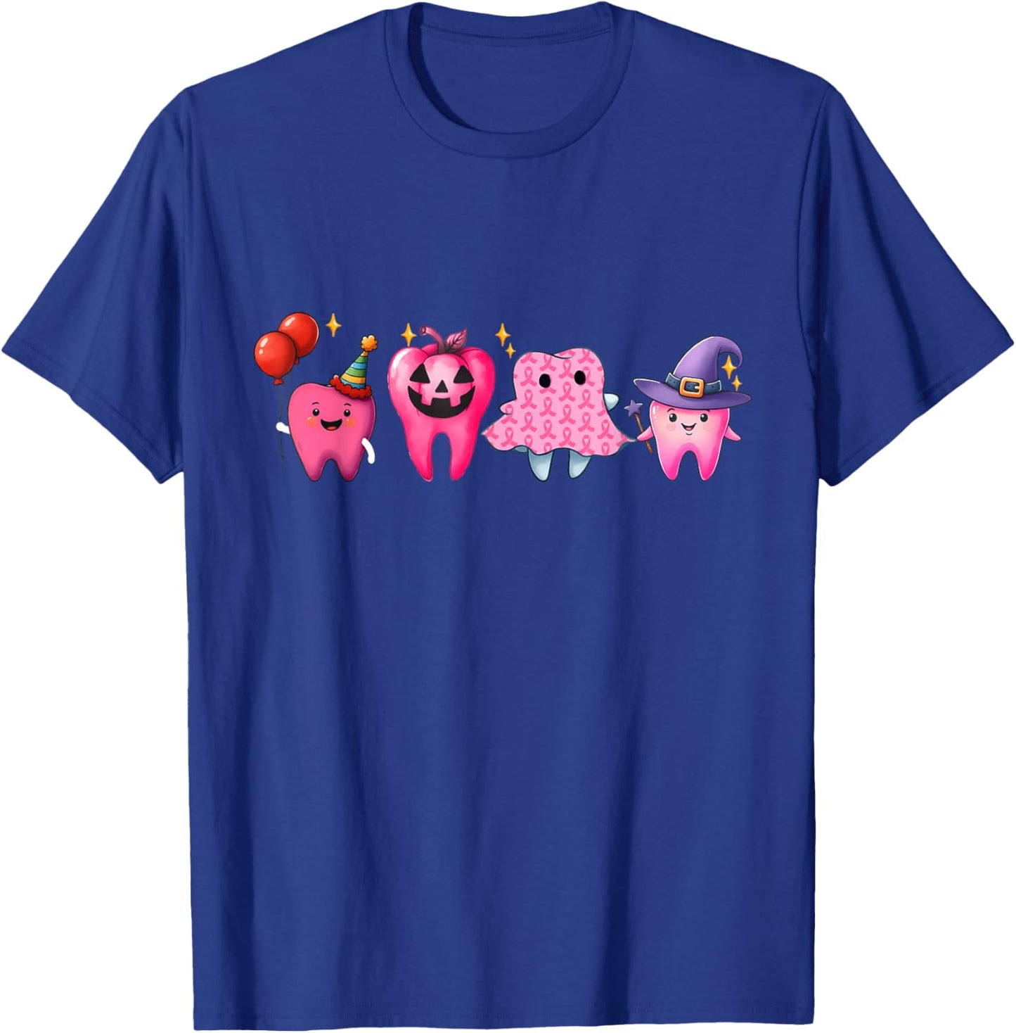 Dental Breast Cancer Awareness Tooth Dental Pink Ribbon T-Shirt - T-Shirt | Royal