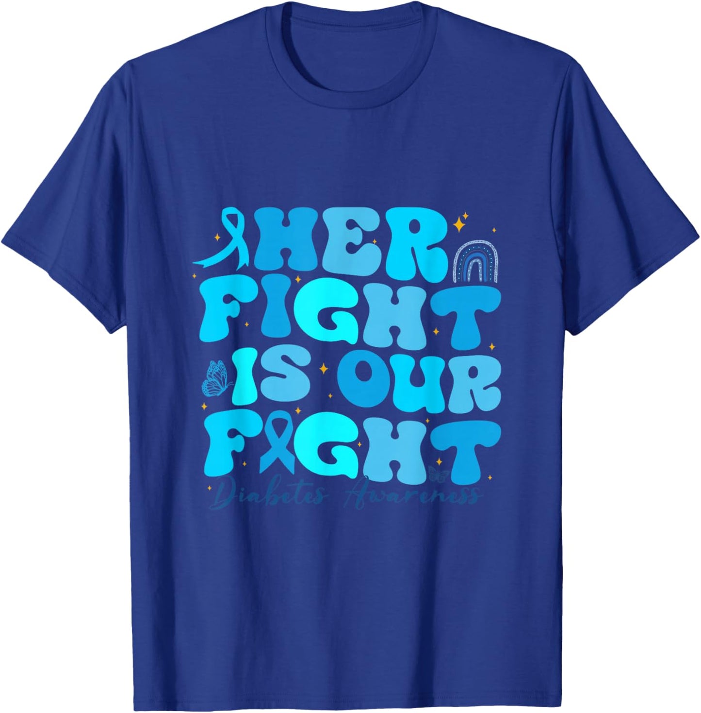 Retro Her Fight is Our Fight T1D Awareness Type 1 Diabetes T-Shirt - T-Shirt | Royal