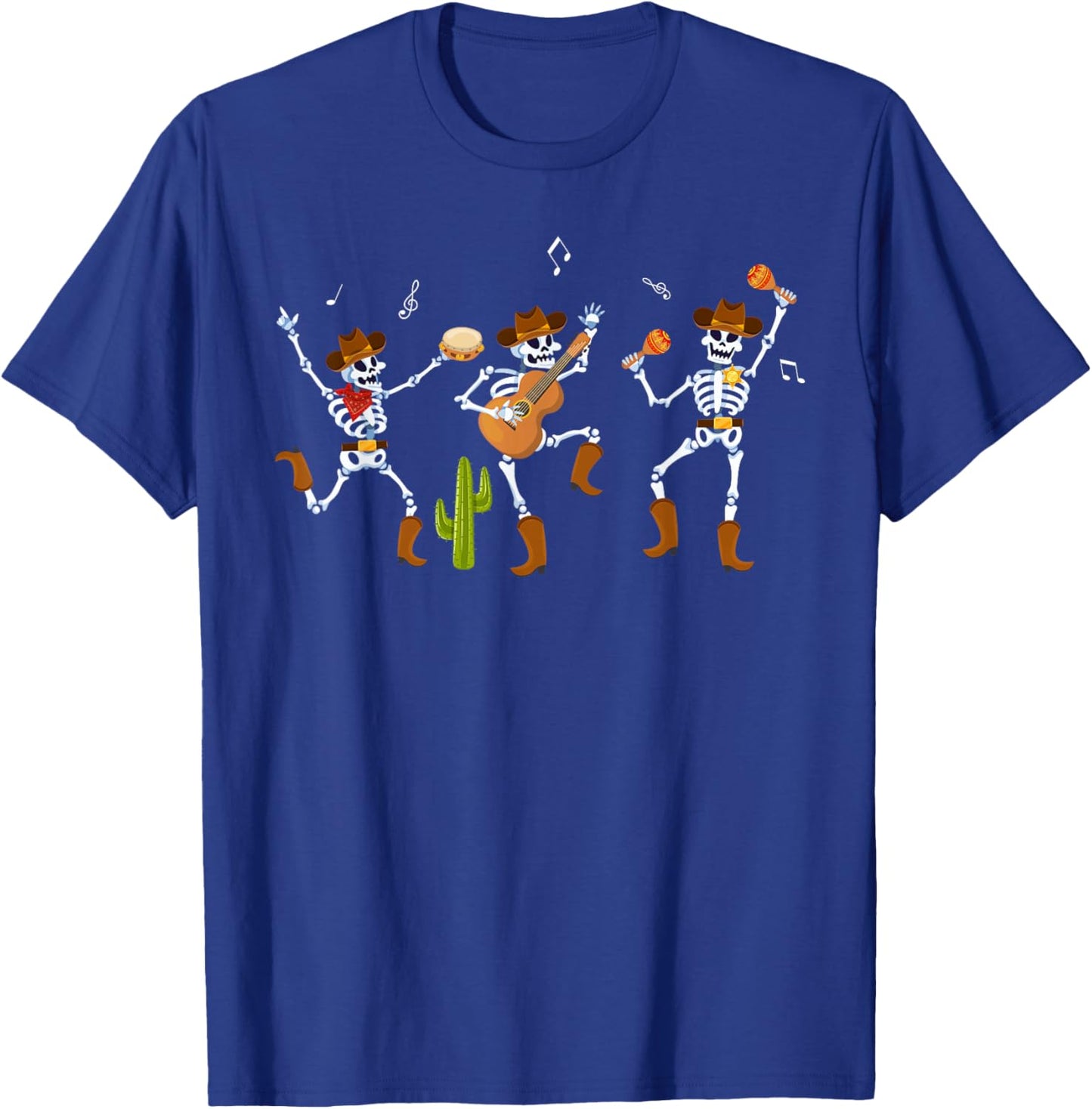 Funny Skeleton Dancing Cowboy Cowgirl Halloween T-Shirt - T-Shirt | Royal