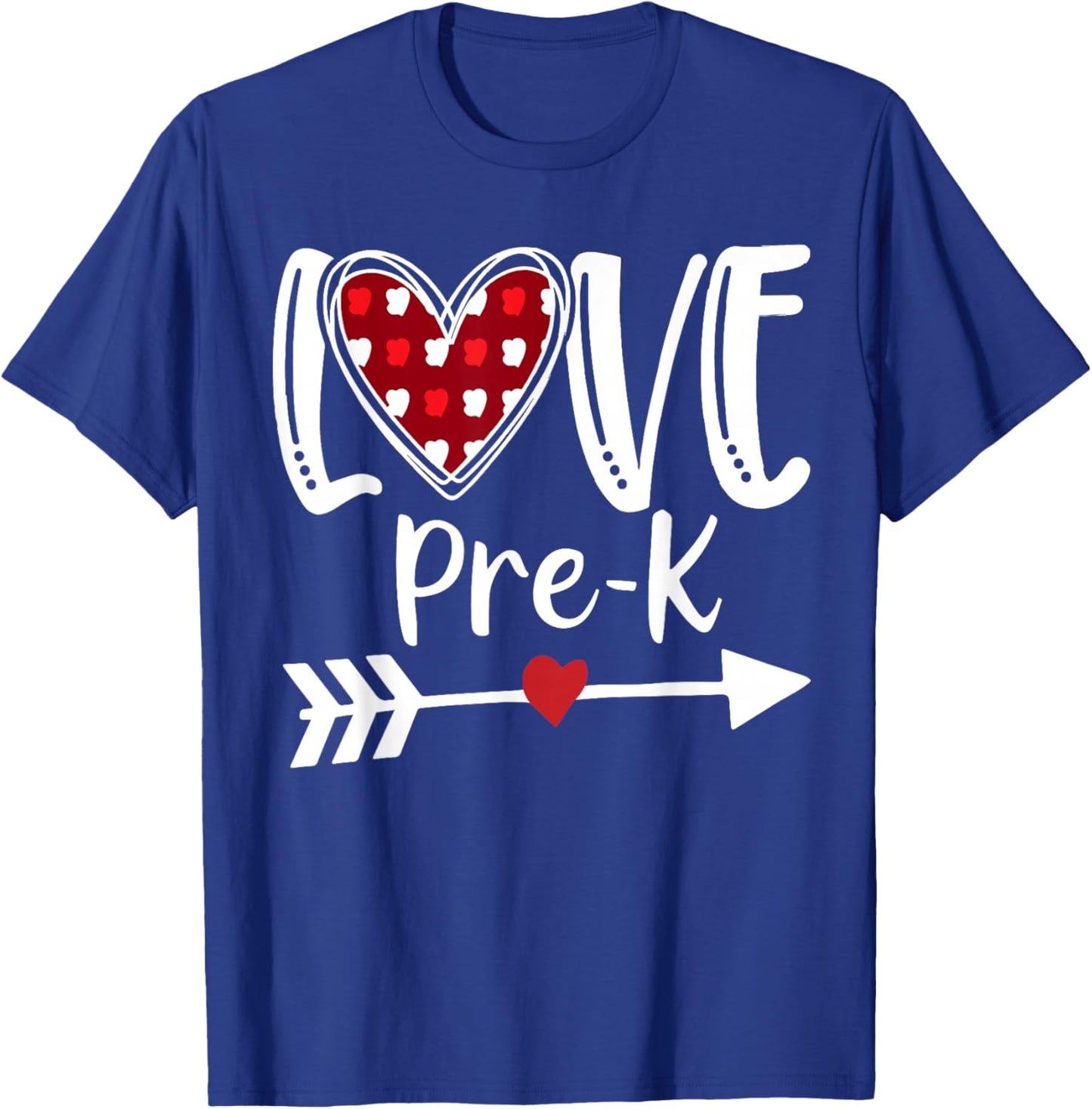 Love Pre-K Red Plaid Heart Valentines Day Teacher Student T-Shirt - T-Shirt | Royal