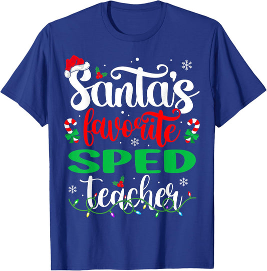 Santa Favorite Sped Teacher Christmas Special Education T-Shirt - T-Shirt | Royal