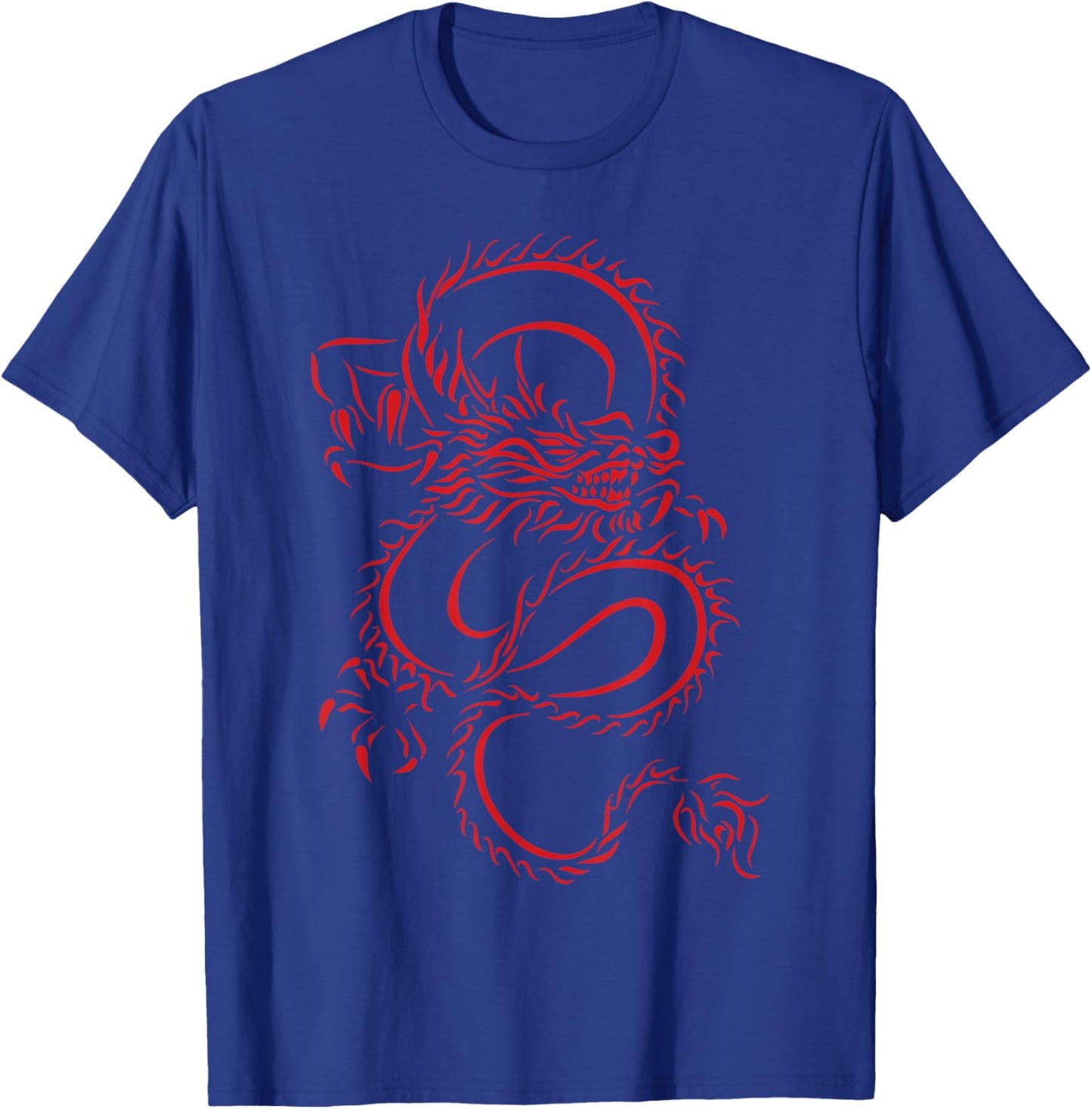 Red Chinese Firedrake Dragon - Dragon Print Art Wear- Dragon , Small, Black T-Shirt - T-Shirt | Royal