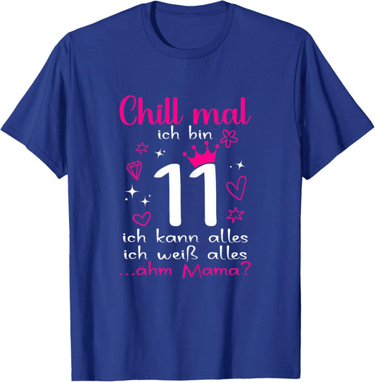 11th Birthday Girl 11 Years , black T-Shirt - T-Shirt | Royal