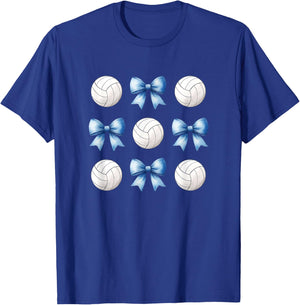 Volleyballs & Light Blue Bows Girls Volleyball Team Player T-Shirt - T-Shirt | Royal