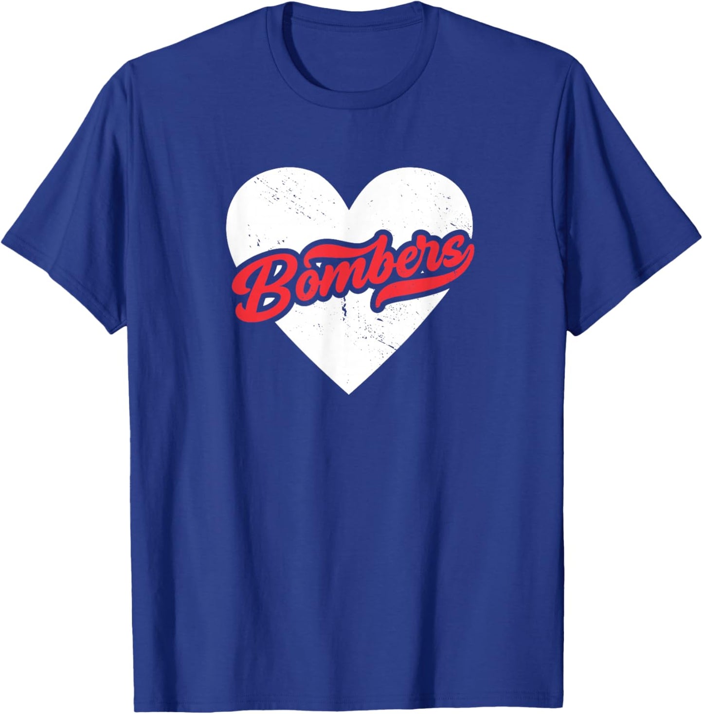 Vintage Bombers High School Go Bombers Pride Heart T-Shirt - T-Shirt | Royal