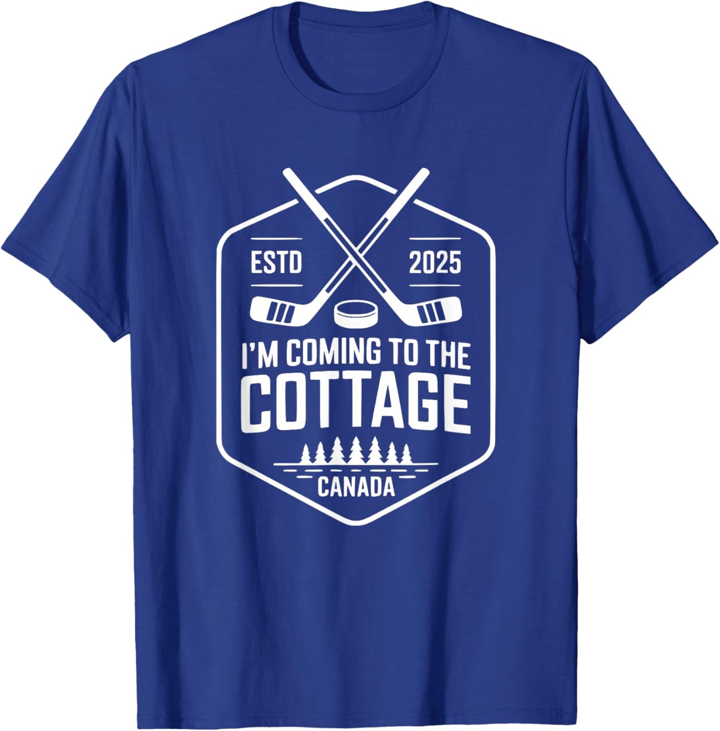 Le Canada Arrive à la Romance de Hockey Cottage T-Shirt - T-Shirt | Royal