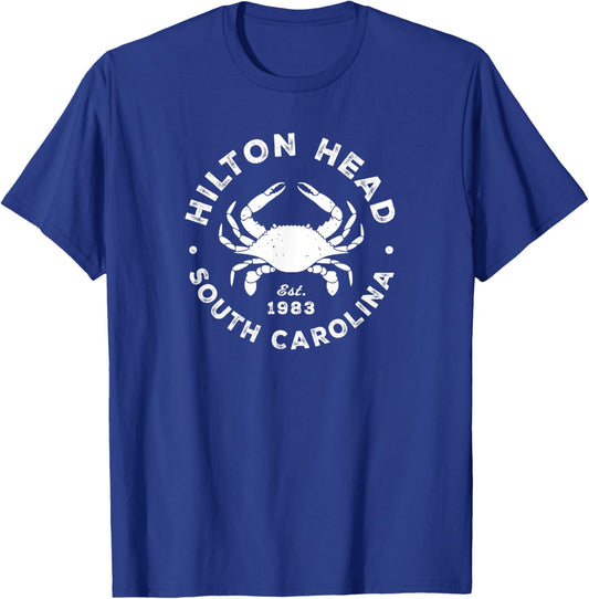 Vintage Hilton Head Island SC South Carolina Crab Souvenir T-Shirt - T-Shirt | Royal