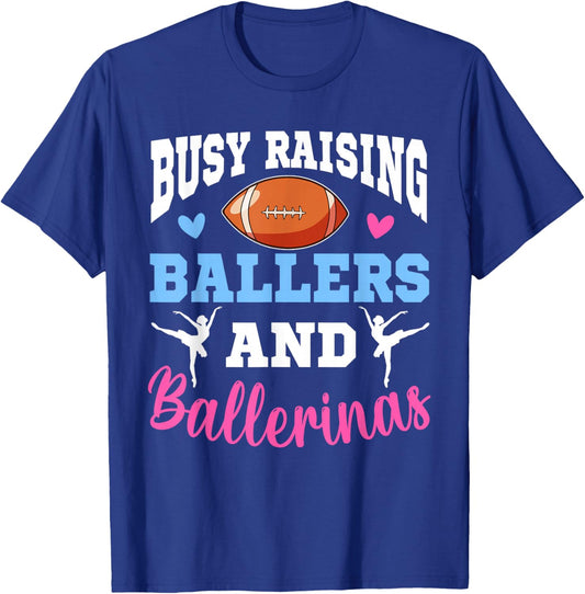 Busy Raising Ballers And Ballerinas Football Mother's Day T-Shirt - T-Shirt | Royal