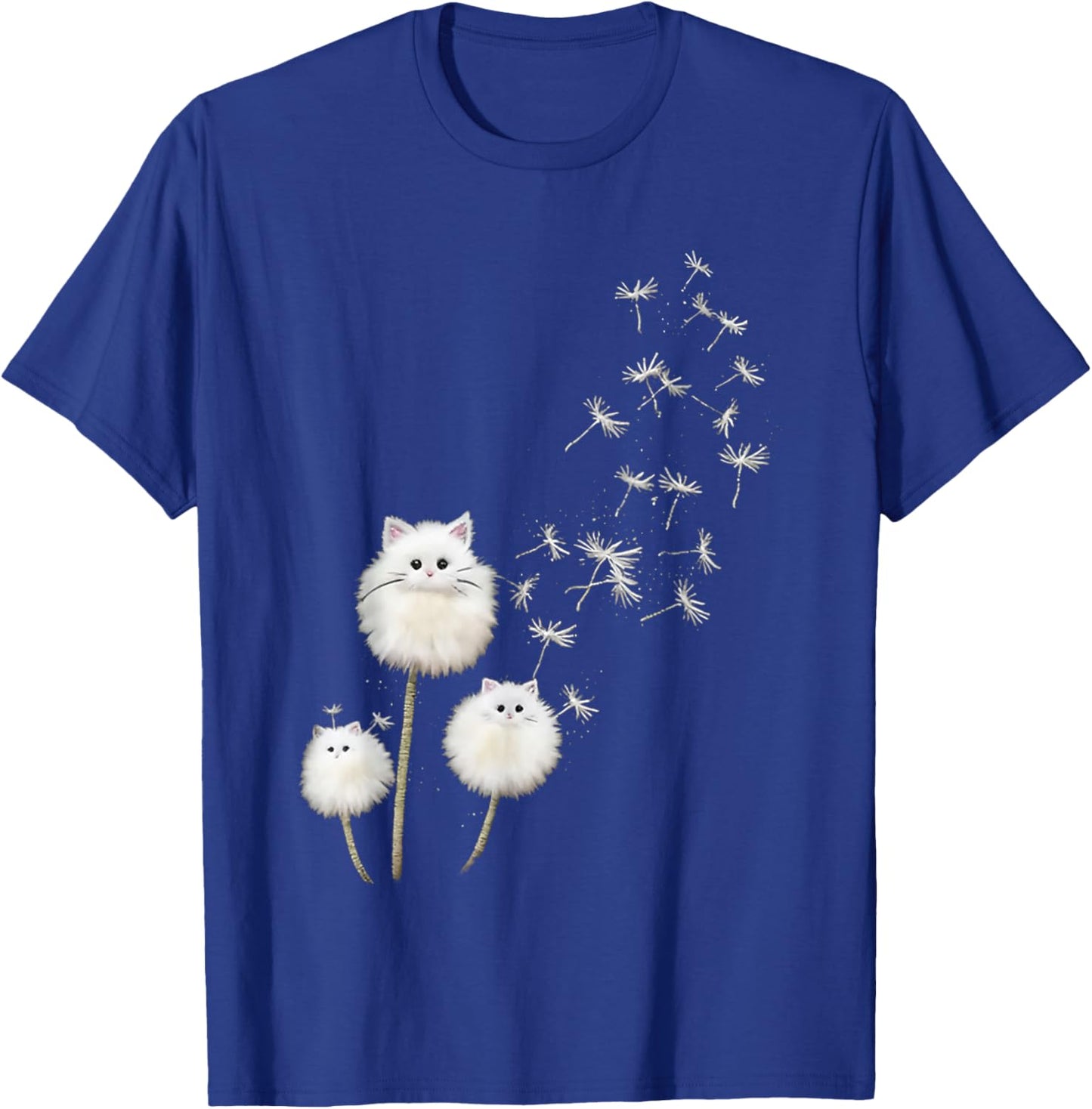 Women's just Breathe Fuzzy cat & Dandelion Cozy T-Shirt - T-Shirt | Royal