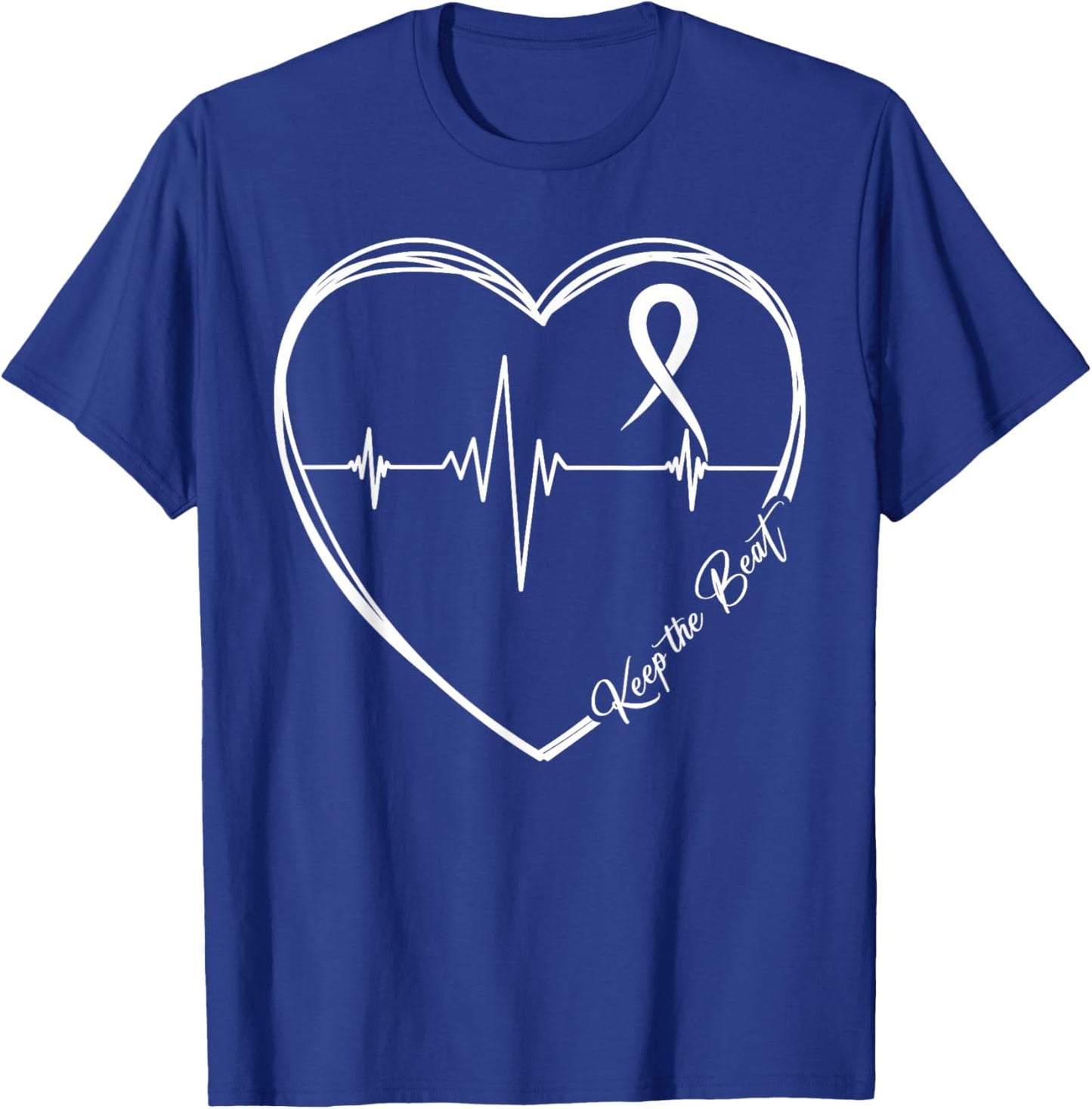 Heart Health Heart Disease Awareness Heartbeat CHD Wear Red T-Shirt - T-Shirt | Royal