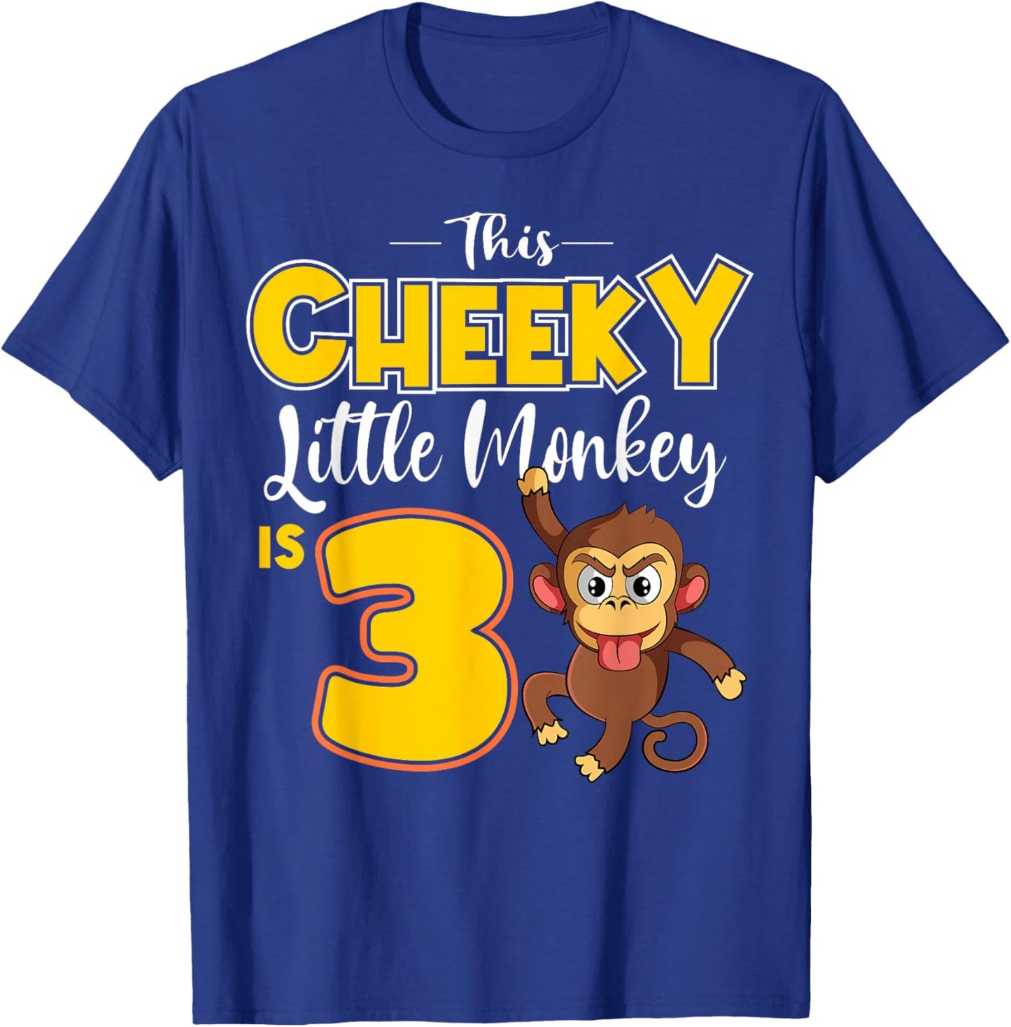 Monkey 3rd Birthday Party Cheeky Jungle Animal Zookeeper T-Shirt - T-Shirt | Royal