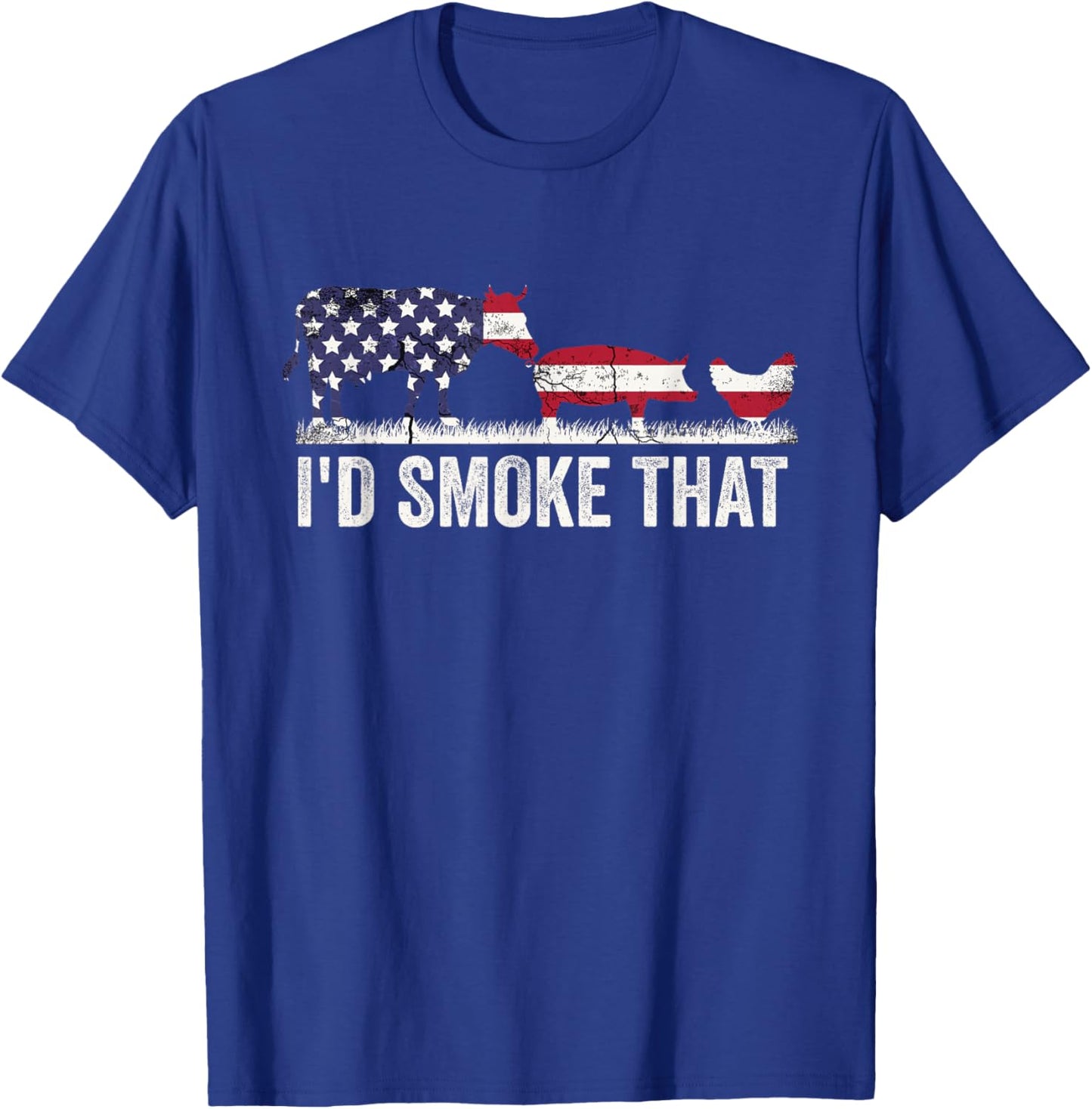 I'd Smoke that Patriotic BBQ American Flag 4th of July Men T-Shirt - T-Shirt | Royal