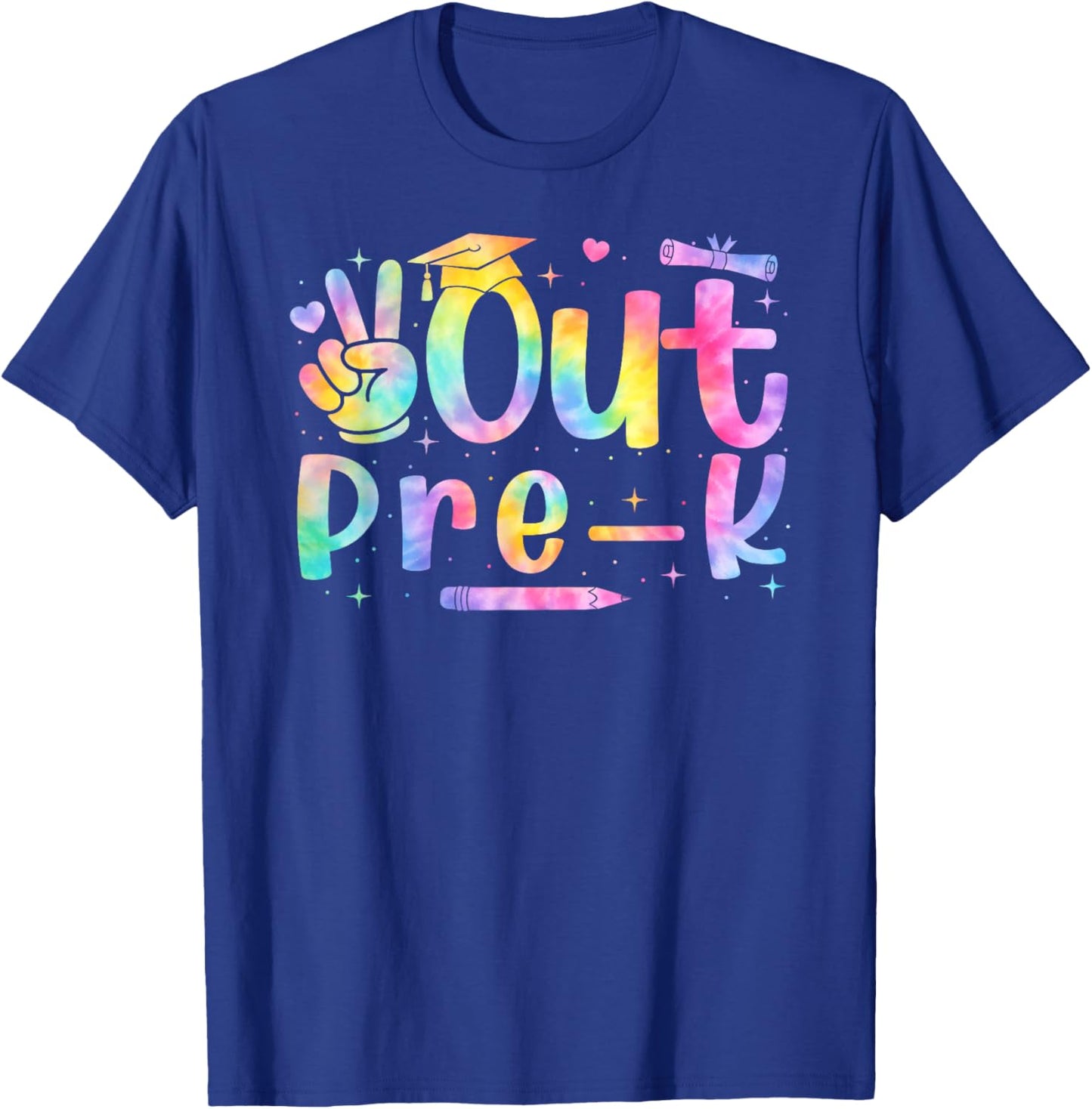 Peace Out Pre-K PreK Graduation Tie Dye Last Day of School T-Shirt - T-Shirt | Royal