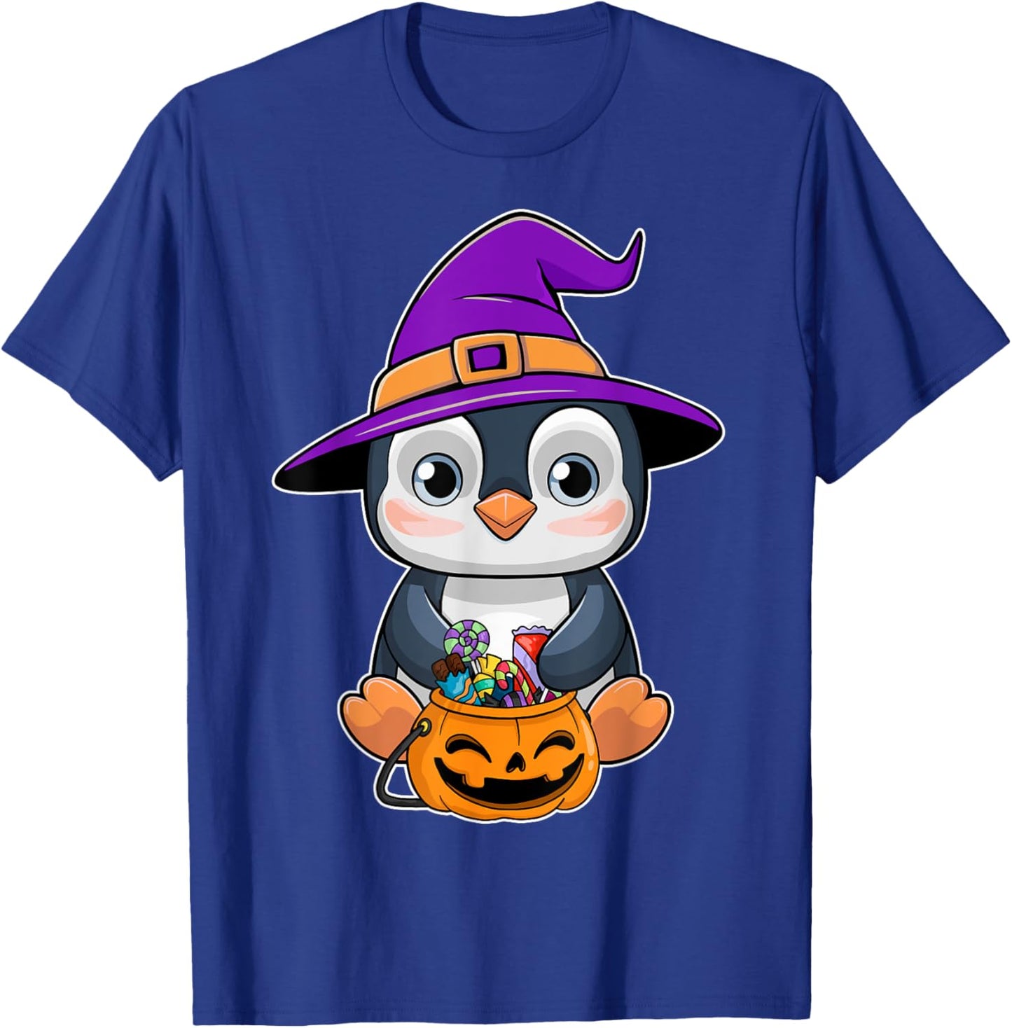 Penguin Halloween Witch Hat Pumpkin Penguin Halloween T-Shirt - T-Shirt | Royal