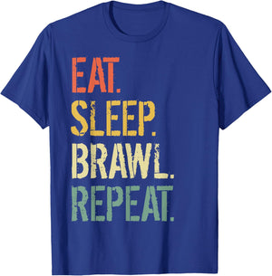 Eat Sleep Brawl Repeat Stars Funny Video Gamer Gaming T-Shirt - T-Shirt | Royal