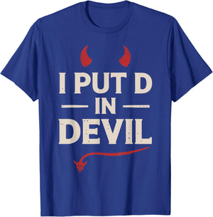 I Put D In Devil Funny Halloween Matching Couple Costume T-Shirt - T-Shirt | Royal