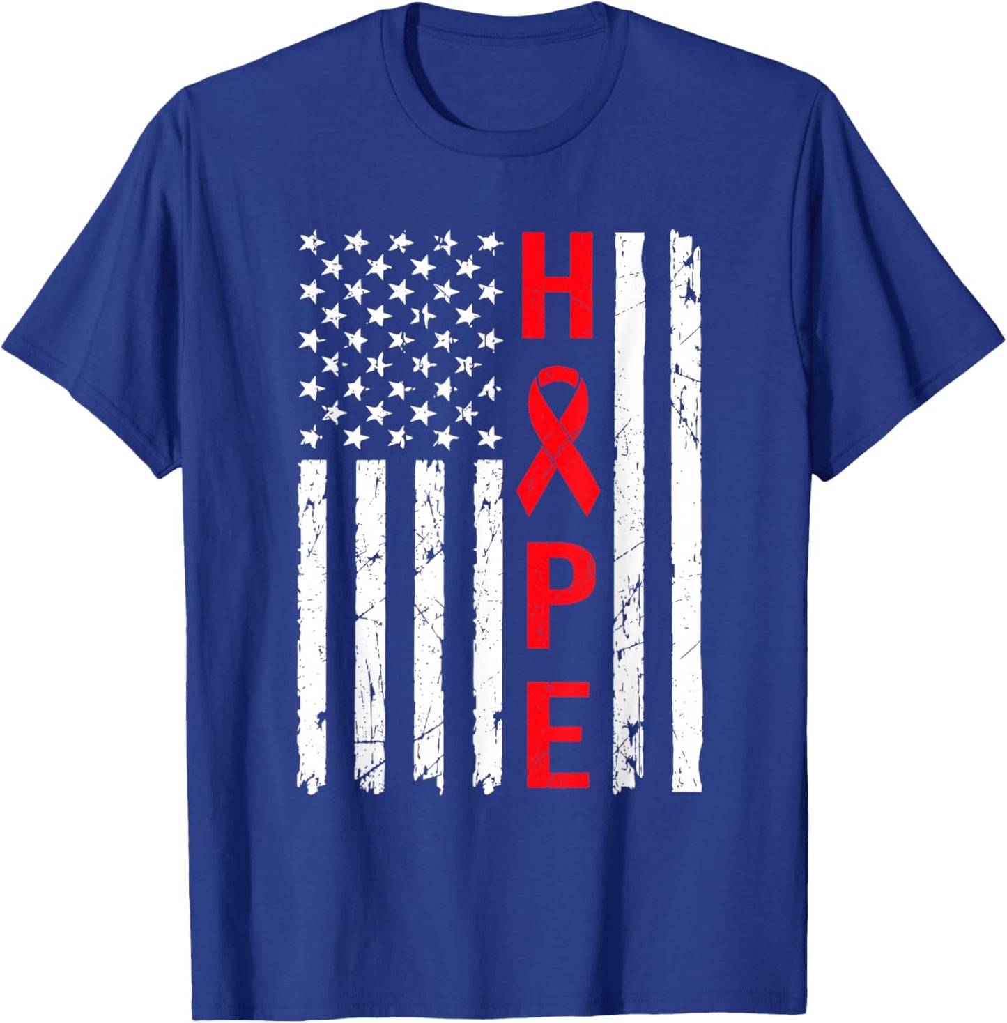 Hope Aids Flag Red Ribbon World Aids Day Hiv Aids Awareness T-Shirt - T-Shirt | Royal