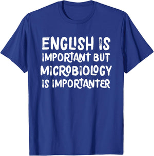 English Is Important But Microbiology Is Importanter Science T-Shirt - T-Shirt | Royal