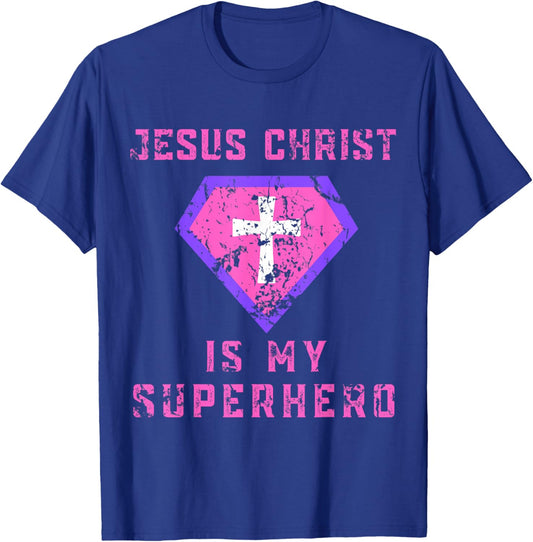 Jesus Christ Is My Superhero Jesus Kids Toddler Girls 5T 4T T-Shirt - T-Shirt | Royal