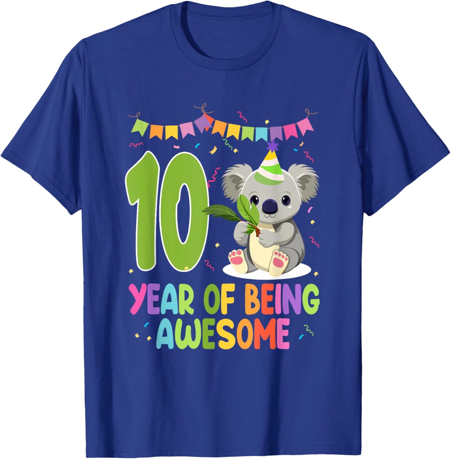 10 Years Of Being Awesome Birthday 10th Koala Theme T-Shirt - T-Shirt | Royal