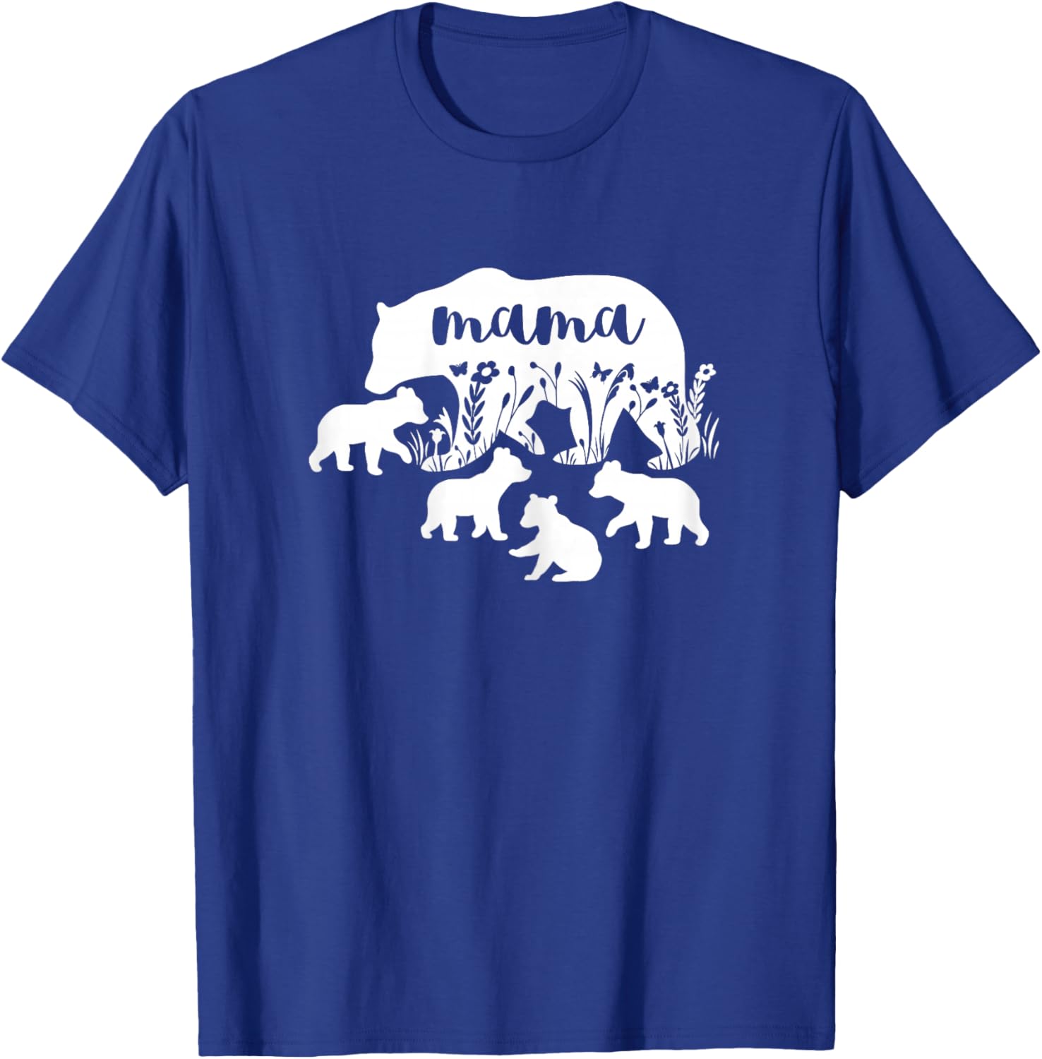 Mama Bear With 4 Cubs Mothers Day Mom Pregnancy Announcement T-Shirt - T-Shirt | Royal